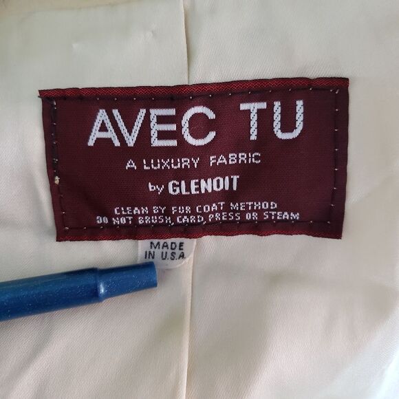 Vintage Avec Tu Glenoit Lined Faux Fur Coat 1970 Size 13 Made in USA Cream Gray - Picture 12 of 16